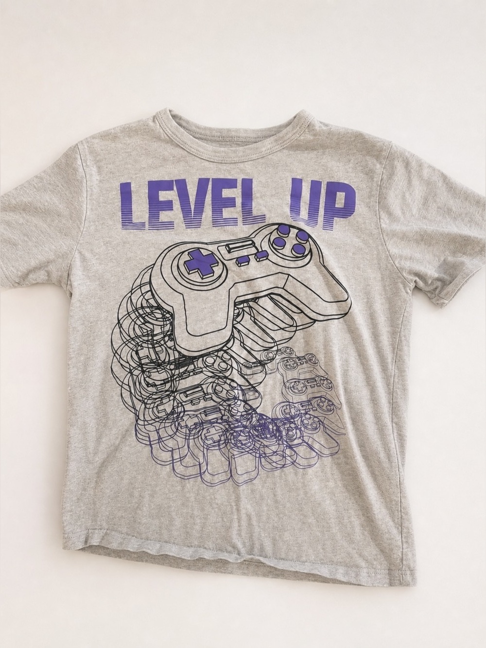 The Children's Place Gray Tee "Level Up" with Purple Graphic